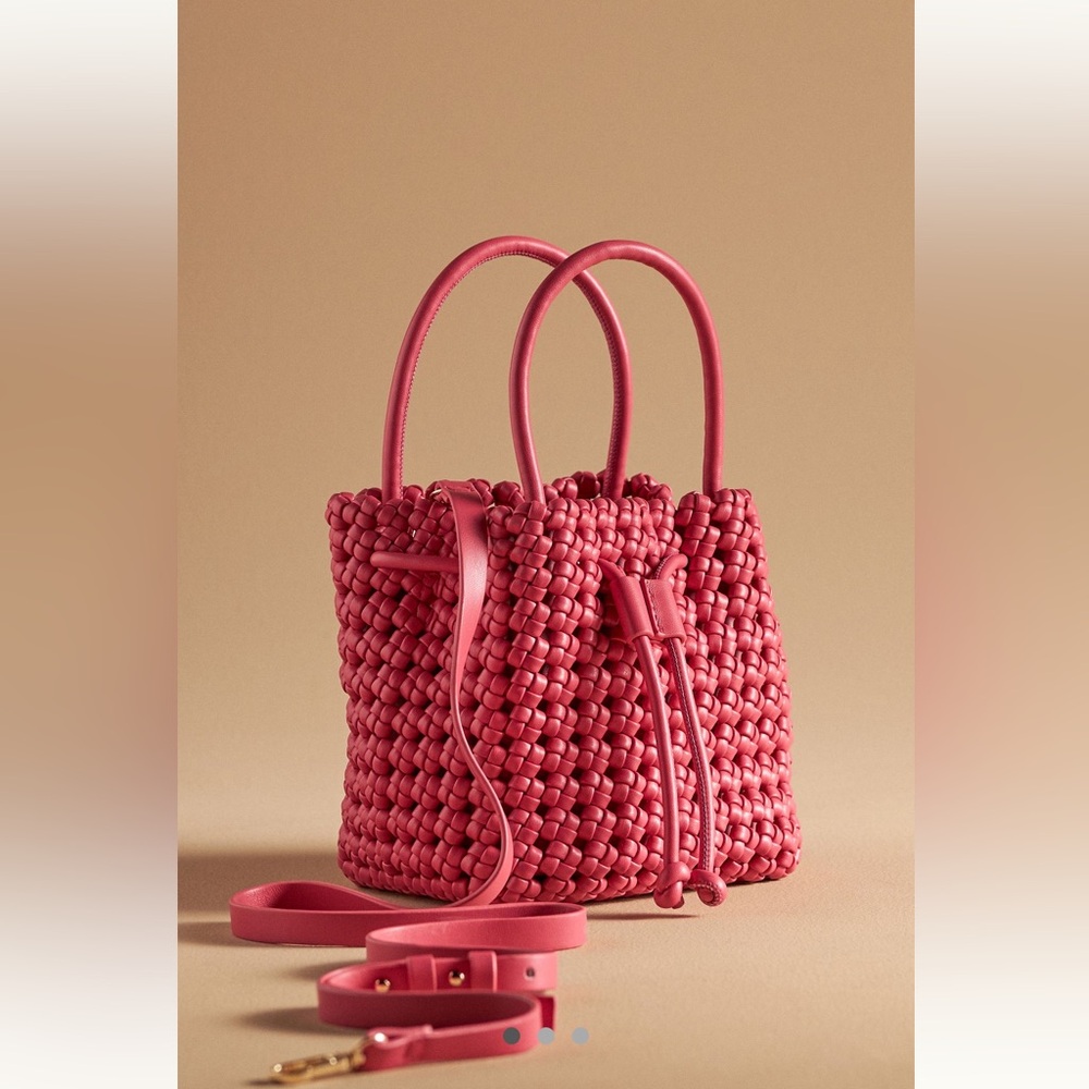 Anthropologie Knotted Mini Bucket Bag Pink